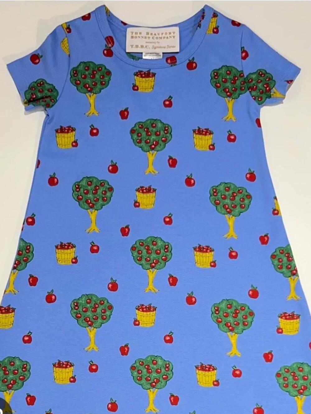 The Beaufort Bonnet Company Blue Apple Basket Print Dress